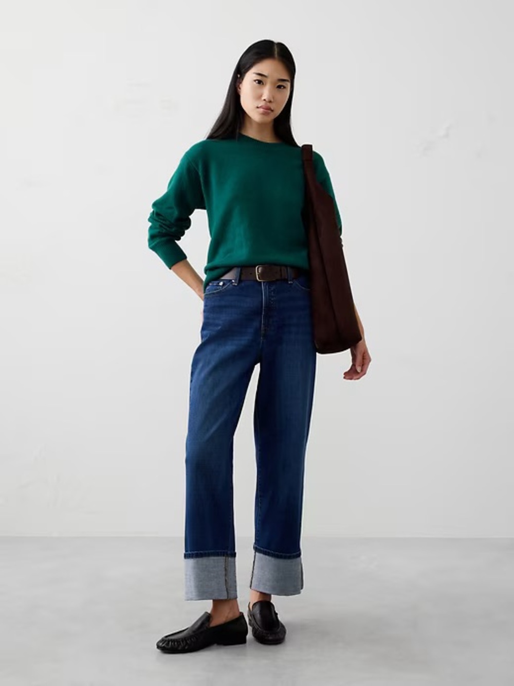 Banana Republic Coveted Sweater Emerald Green Crewneck Knit Classic size Medium